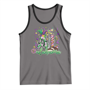 Funny Mardi Gras In Alabama AL Tank Top Moon Pie Jester Hat TS11 Deep Heather Black Print Your Wear