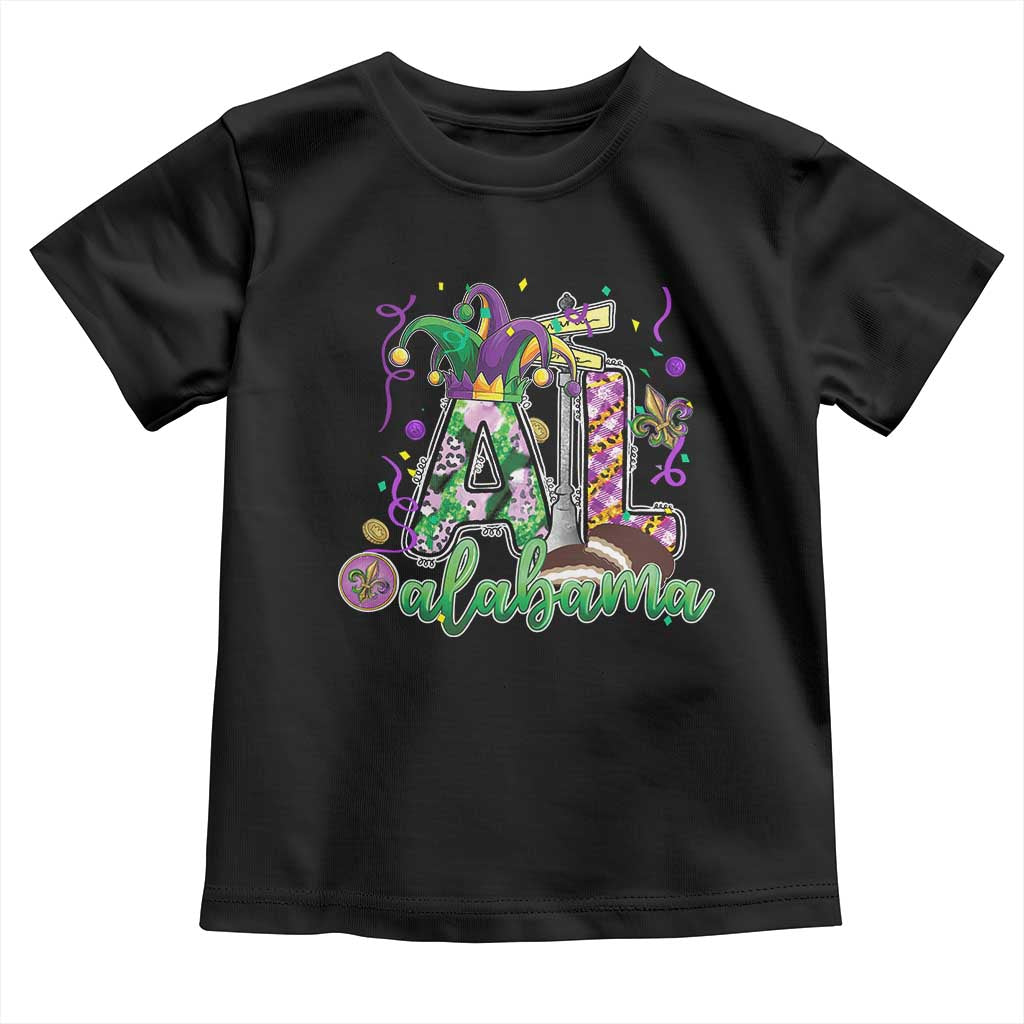 Funny Mardi Gras In Alabama AL Toddler T Shirt Moon Pie Jester Hat TS11 Black Print Your Wear