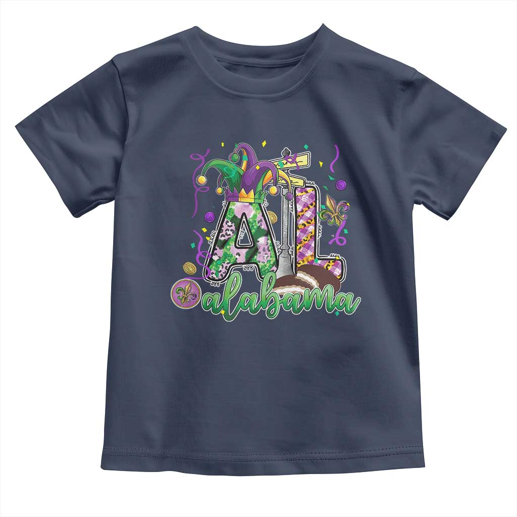 Funny Mardi Gras In Alabama AL Toddler T Shirt Moon Pie Jester Hat TS11 Navy Print Your Wear