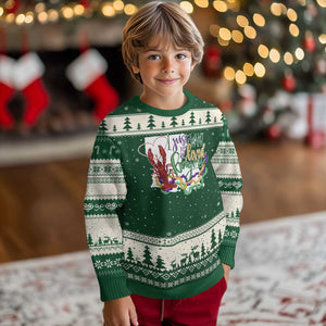 Funny Mardi Gras Louisiana Ugly Christmas Sweater I Just Want To Be Loved Bayou Crawfish Beads TS11 Forest Green Beige Print Your Wear