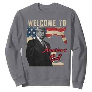 Funny Trump Welcome To America's Gulf Sweatshirt Vintage American Flag TS11 Charcoal Print Your Wear
