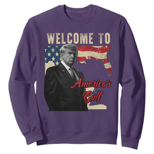 Funny Trump Welcome To America's Gulf Sweatshirt Vintage American Flag TS11 Purple Print Your Wear