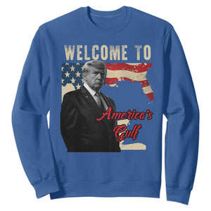 Funny Trump Welcome To America's Gulf Sweatshirt Vintage American Flag TS11 Royal Blue Print Your Wear