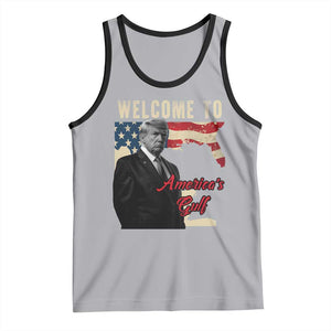 Funny Trump Welcome To America's Gulf Tank Top Vintage American Flag TS11 Athletic Heather Black Print Your Wear