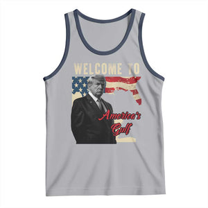 Funny Trump Welcome To America's Gulf Tank Top Vintage American Flag TS11 Athletic Heather Navy Print Your Wear