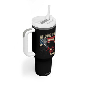 Funny Trump Welcome To America's Gulf Tumbler With Handle Vintage American Flag TS11 Print Your Wear