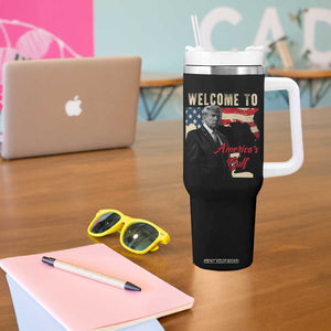 Funny Trump Welcome To America's Gulf Tumbler With Handle Vintage American Flag TS11 Print Your Wear