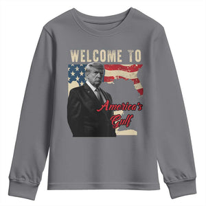 Funny Trump Welcome To America's Gulf Youth Sweatshirt Vintage American Flag TS11 Charcoal Print Your Wear
