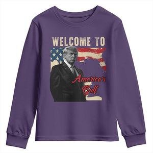 Funny Trump Welcome To America's Gulf Youth Sweatshirt Vintage American Flag TS11 Purple Print Your Wear