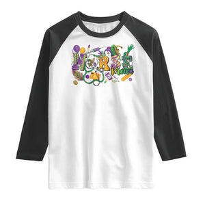 Funny Mardi Gras Nurse Krewe Healthcare Raglan Shirt TS11 White Black Print Your Wear