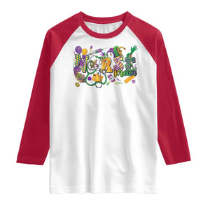 Funny Mardi Gras Nurse Krewe Healthcare Raglan Shirt TS11 White Red Print Your Wear