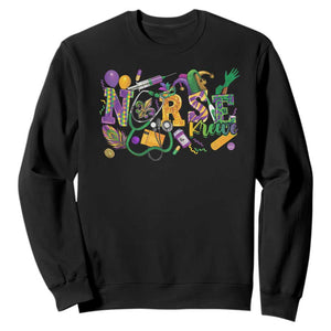 Funny Mardi Gras Nurse Krewe Healthcare Sweatshirt TS11 Black Print Your Wear