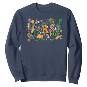 Funny Mardi Gras Nurse Krewe Healthcare Sweatshirt TS11 Navy Print Your Wear