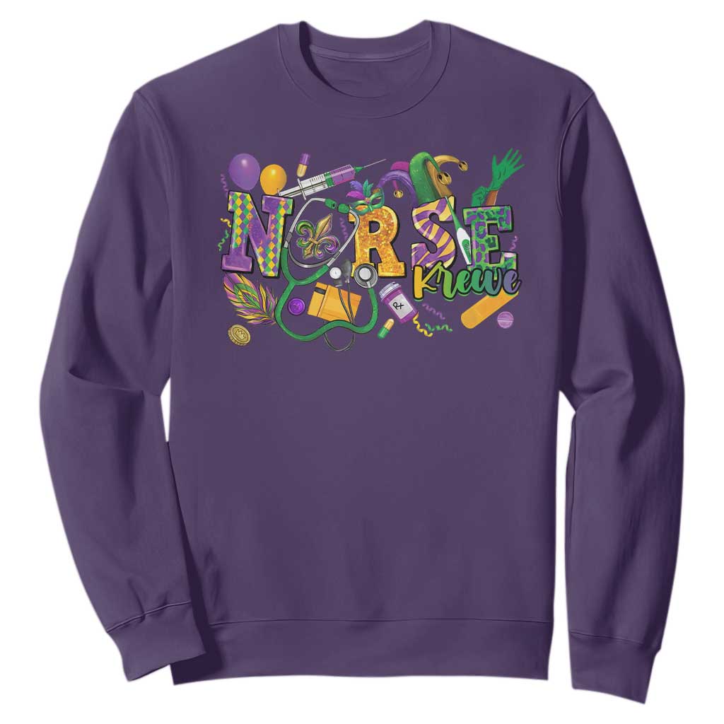 Funny Mardi Gras Nurse Krewe Healthcare Sweatshirt TS11 Purple Print Your Wear