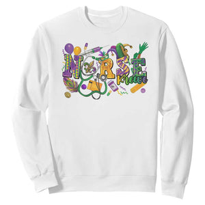 Funny Mardi Gras Nurse Krewe Healthcare Sweatshirt TS11 White Print Your Wear