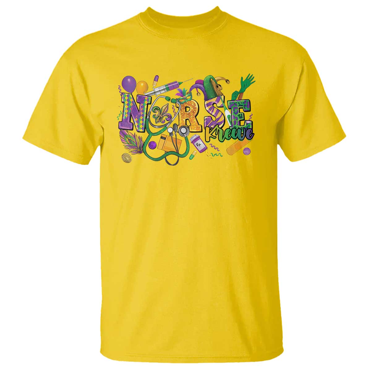 Funny Mardi Gras Nurse Krewe Healthcare T Shirt TS11 Daisy Print Your Wear