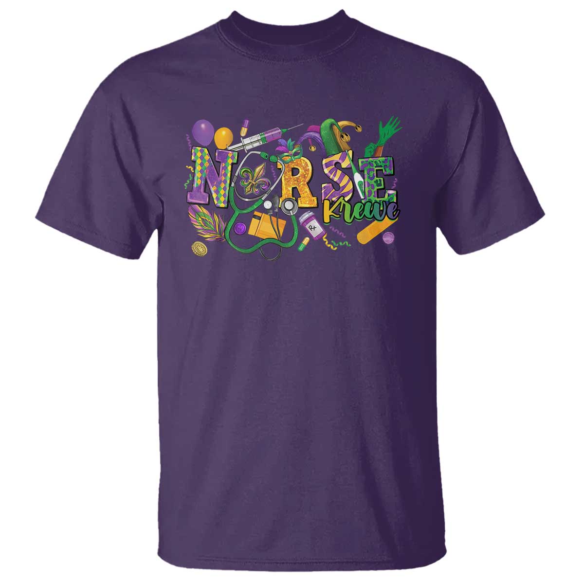 Funny Mardi Gras Nurse Krewe Healthcare T Shirt TS11 Purple Print Your Wear