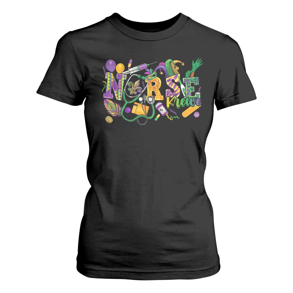 Funny Mardi Gras Nurse Krewe Healthcare T Shirt For Women TS11 Black Print Your Wear