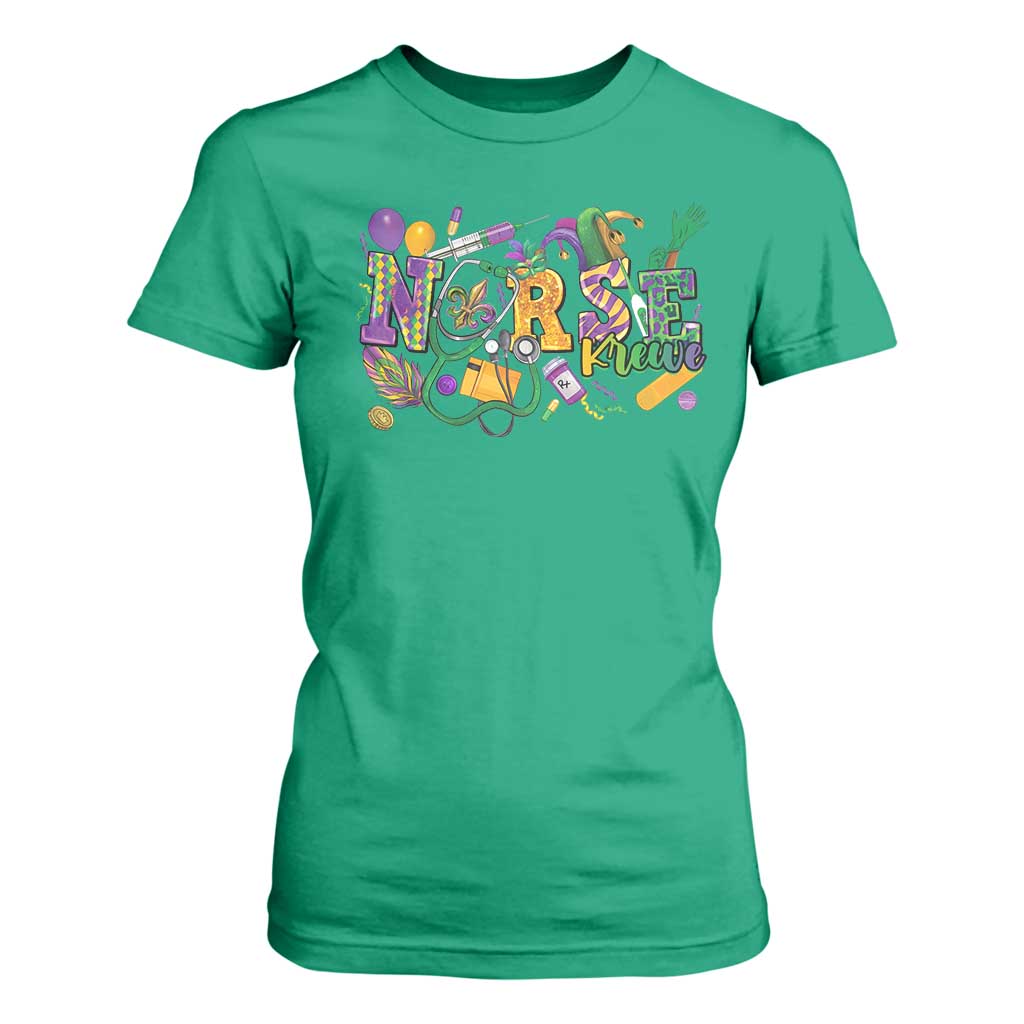Funny Mardi Gras Nurse Krewe Healthcare T Shirt For Women TS11 Irish Green Print Your Wear