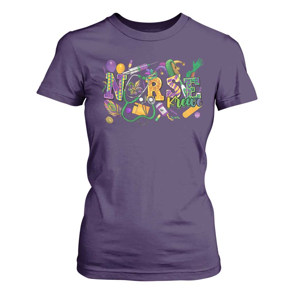 Funny Mardi Gras Nurse Krewe Healthcare T Shirt For Women TS11 Purple Print Your Wear