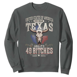 Funny Texan Sweatshirt United States Of America You Mean Texas And It's 49 Bitches TS11 Dark Heather Print Your Wear
