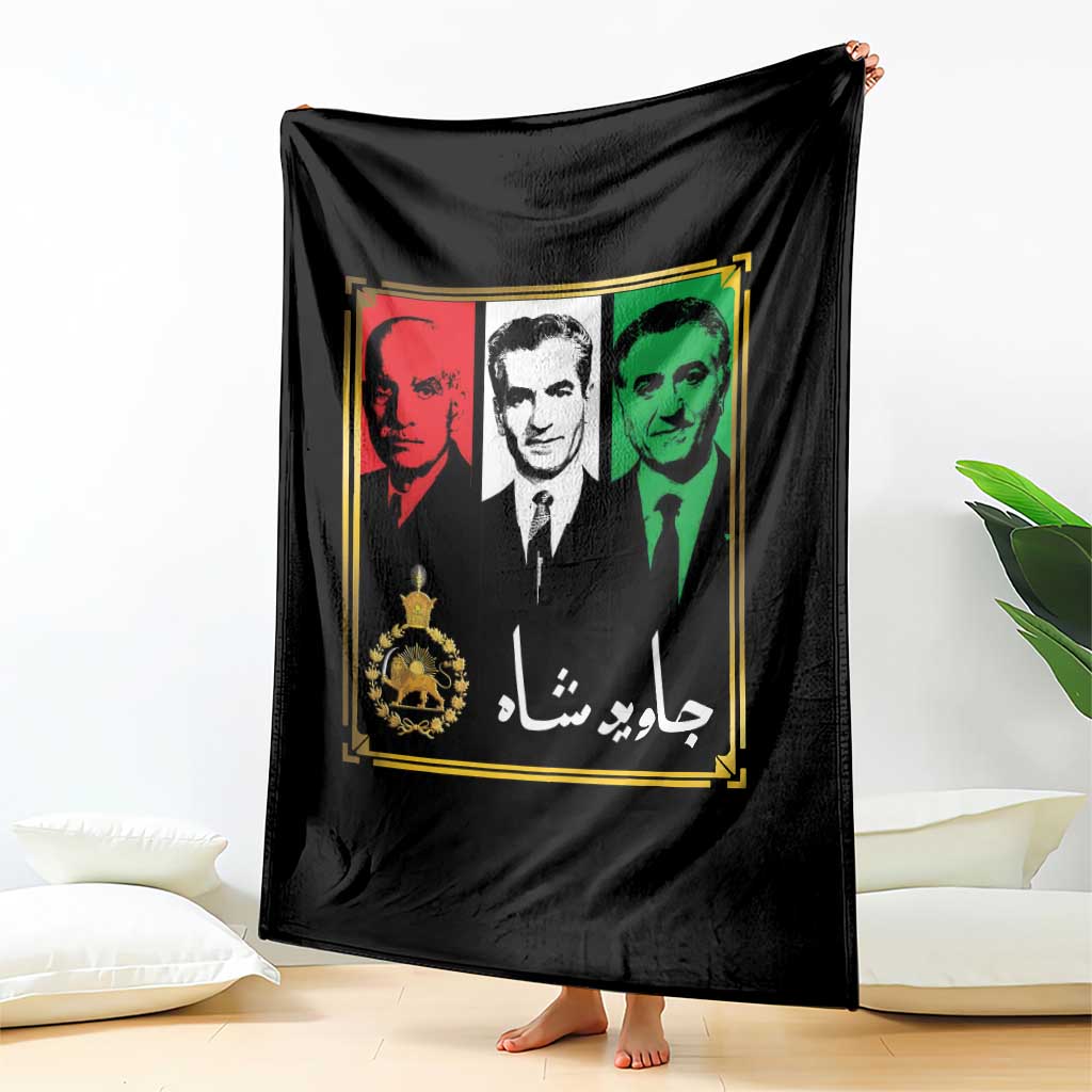 Pahlavi Kings of Iran Throw Blanket Javid Shah Long live the King TS11 Print Your Wear