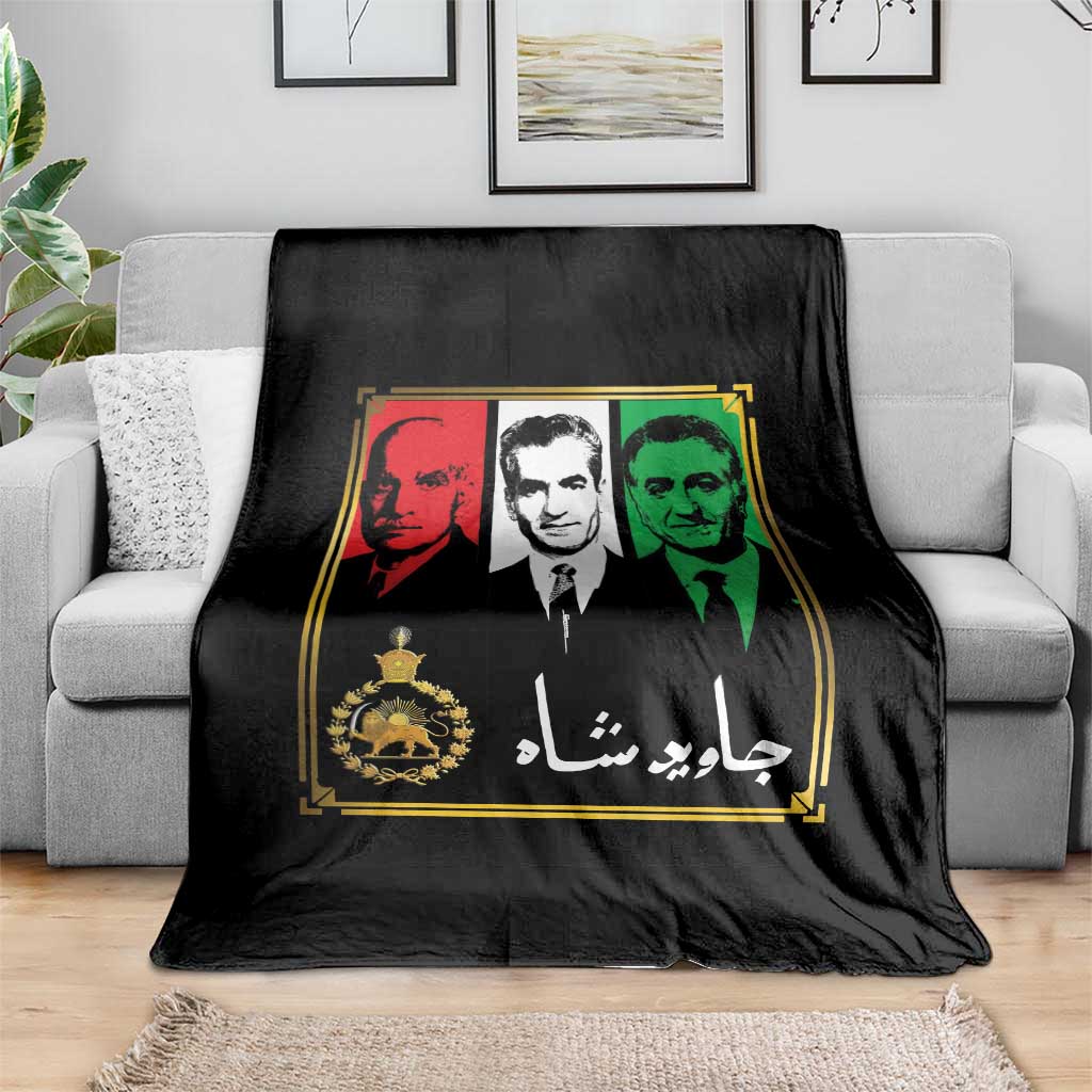 Pahlavi Kings of Iran Throw Blanket Javid Shah Long live the King TS11 Print Your Wear