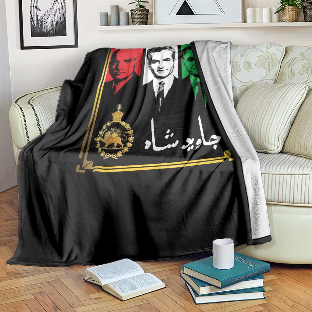 Pahlavi Kings of Iran Throw Blanket Javid Shah Long live the King TS11 Print Your Wear
