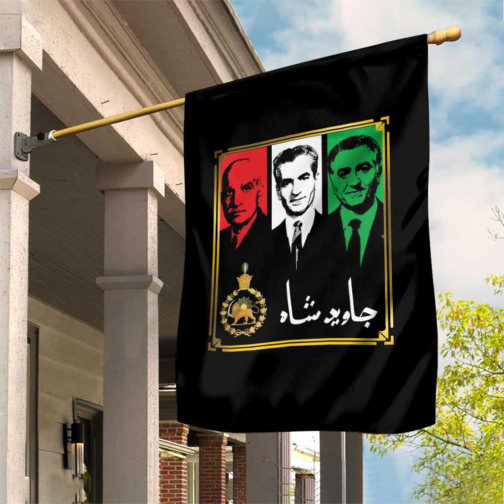 Pahlavi Kings of Iran Garden Flag Javid Shah Long live the King TS11 Print Your Wear
