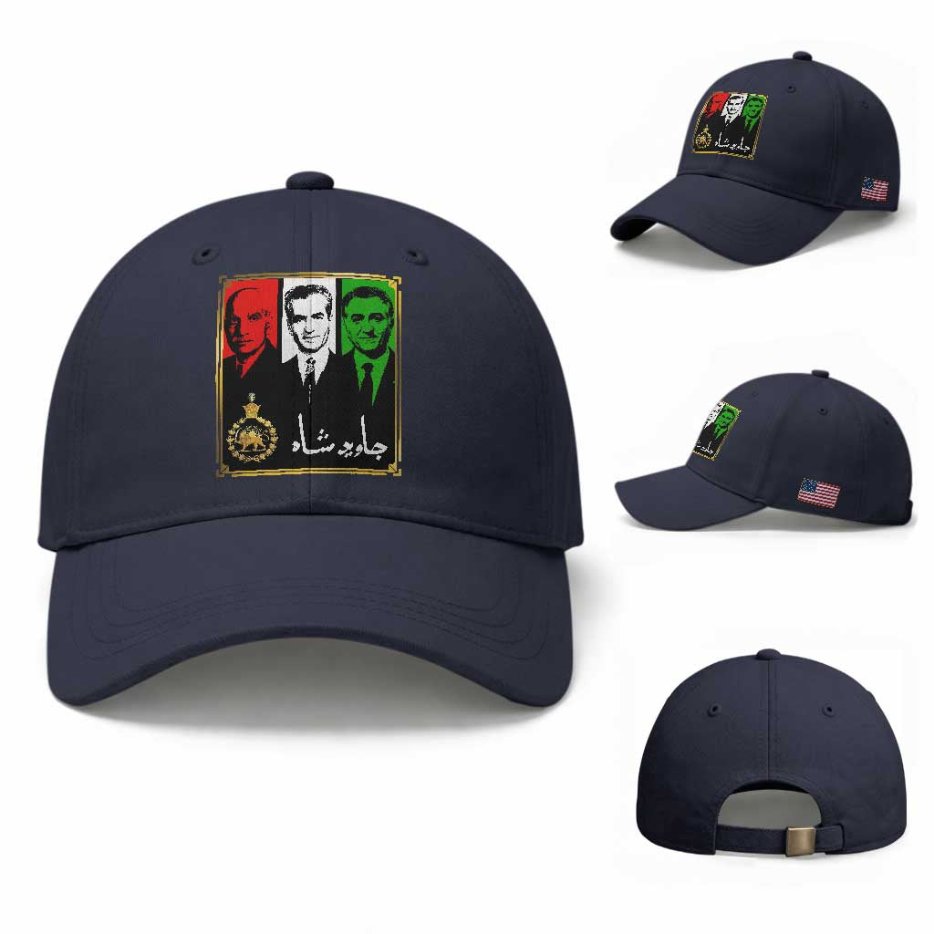 Pahlavi Kings of Iran Baseball Cap Javid Shah Long live the King TS11 Baseball Cap Universal Fit Navy Print Your Wear