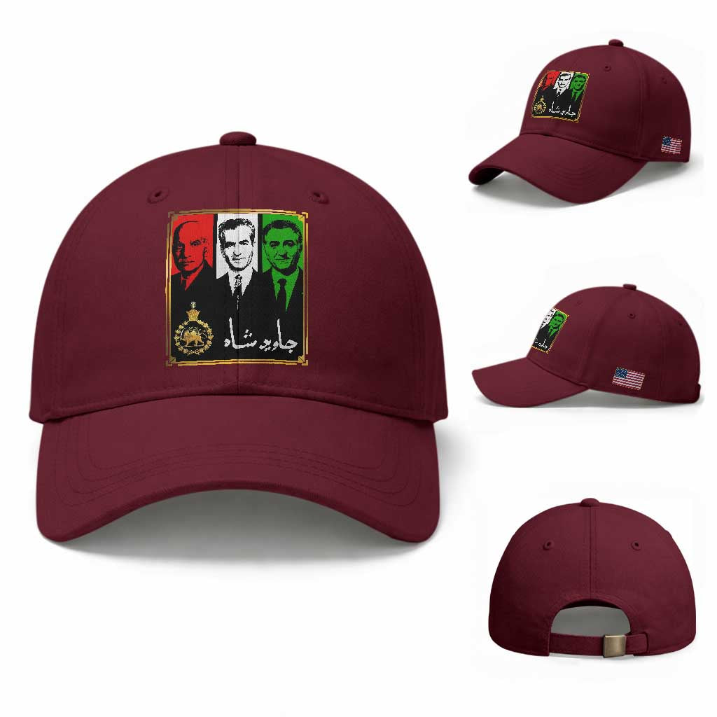 Pahlavi Kings of Iran Baseball Cap Javid Shah Long live the King TS11 Baseball Cap Universal Fit Maroon Print Your Wear