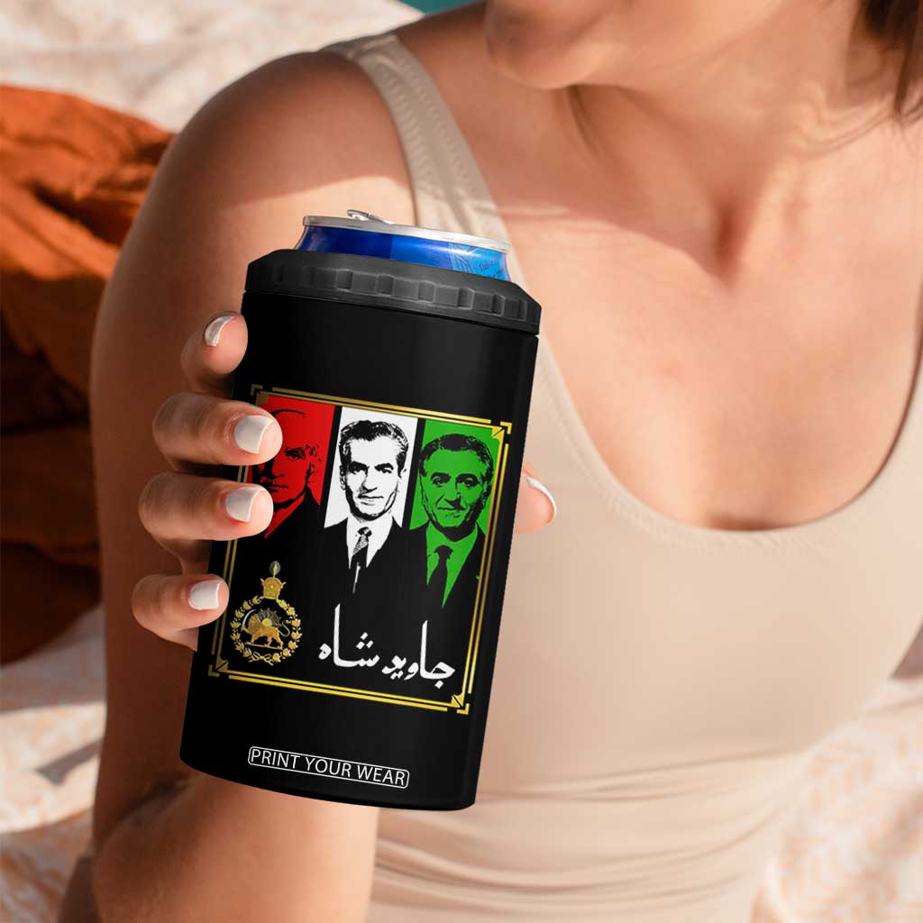 Pahlavi Kings of Iran 4 in 1 Can Cooler Tumbler Javid Shah Long live the King TS11 Print Your Wear