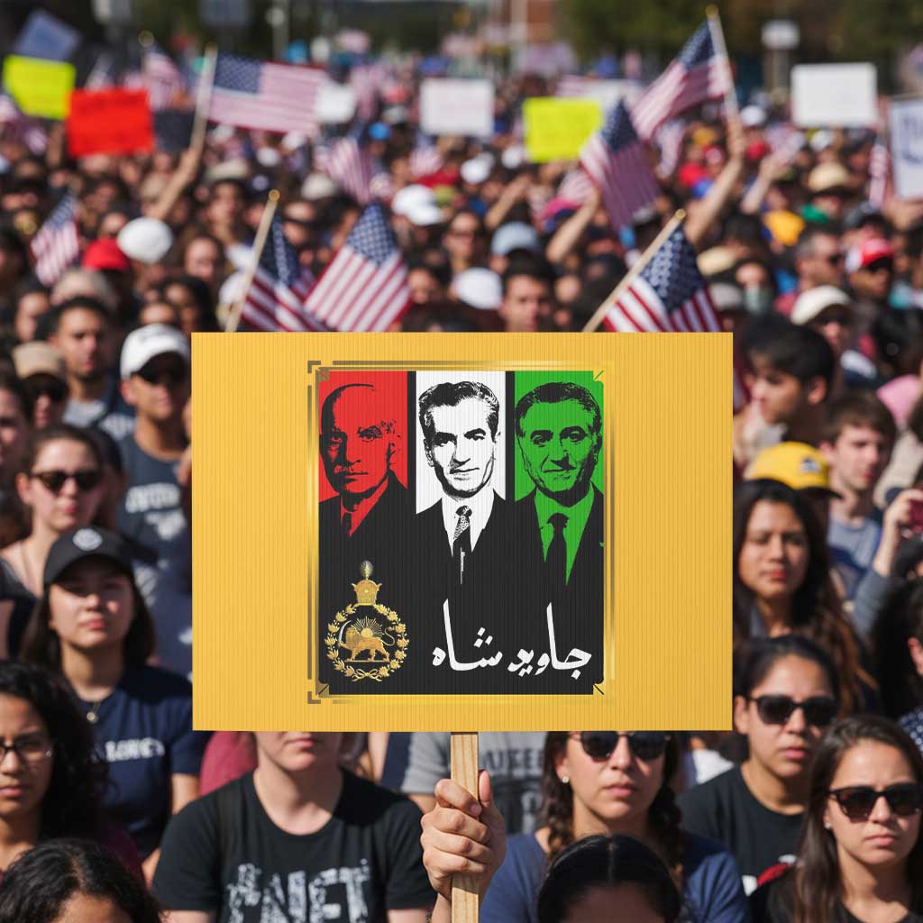 Pahlavi Kings of Iran Protest Sign Javid Shah Long live the King TS11 Horizontal 18