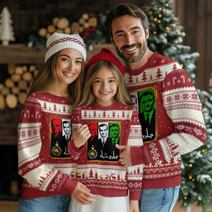 Pahlavi Kings of Iran Ugly Christmas Sweater Javid Shah Long live the King TS11 Red Beige Print Your Wear