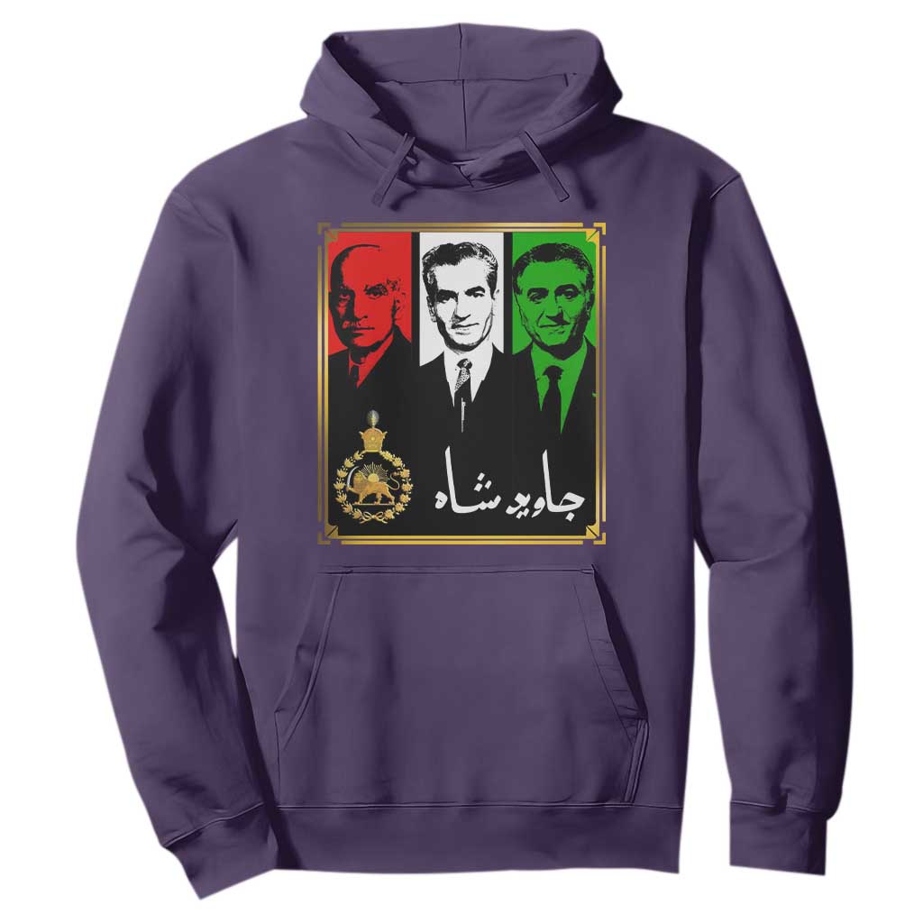 Pahlavi Kings of Iran Hoodie Javid Shah Long live the King TS11 Purple Print Your Wear