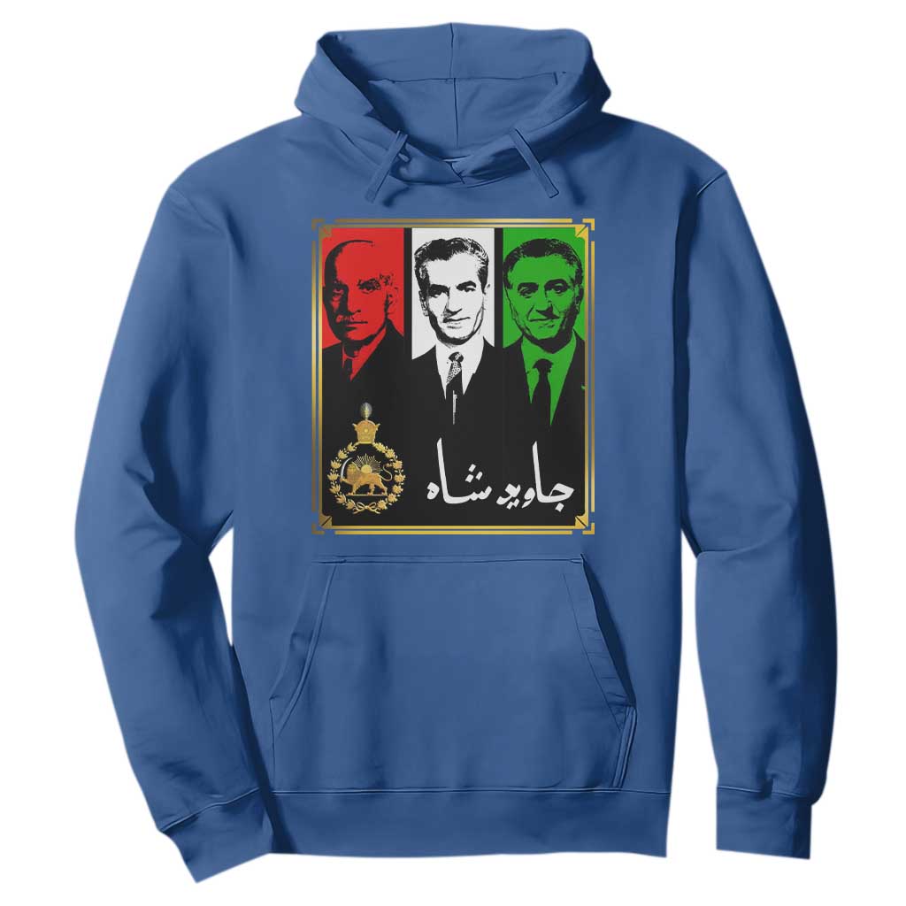 Pahlavi Kings of Iran Hoodie Javid Shah Long live the King TS11 Royal Blue Print Your Wear
