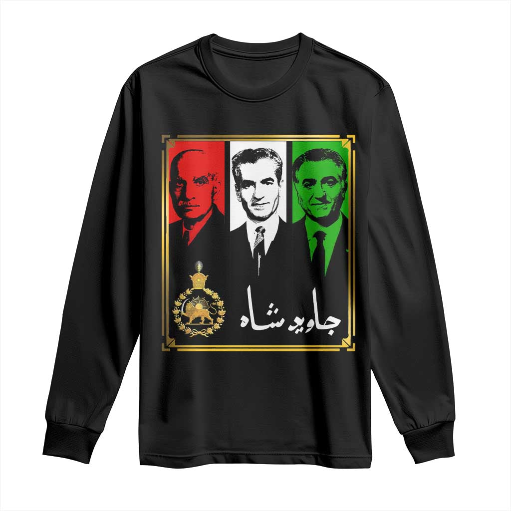 Pahlavi Kings of Iran Long Sleeve Shirt Javid Shah Long live the King TS11 Black Print Your Wear
