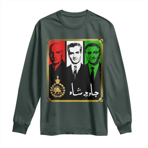 Pahlavi Kings of Iran Long Sleeve Shirt Javid Shah Long live the King TS11 Dark Forest Green Print Your Wear