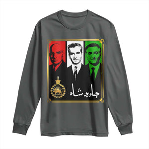 Pahlavi Kings of Iran Long Sleeve Shirt Javid Shah Long live the King TS11 Dark Heather Print Your Wear