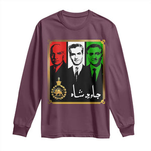 Pahlavi Kings of Iran Long Sleeve Shirt Javid Shah Long live the King TS11 Maroon Print Your Wear