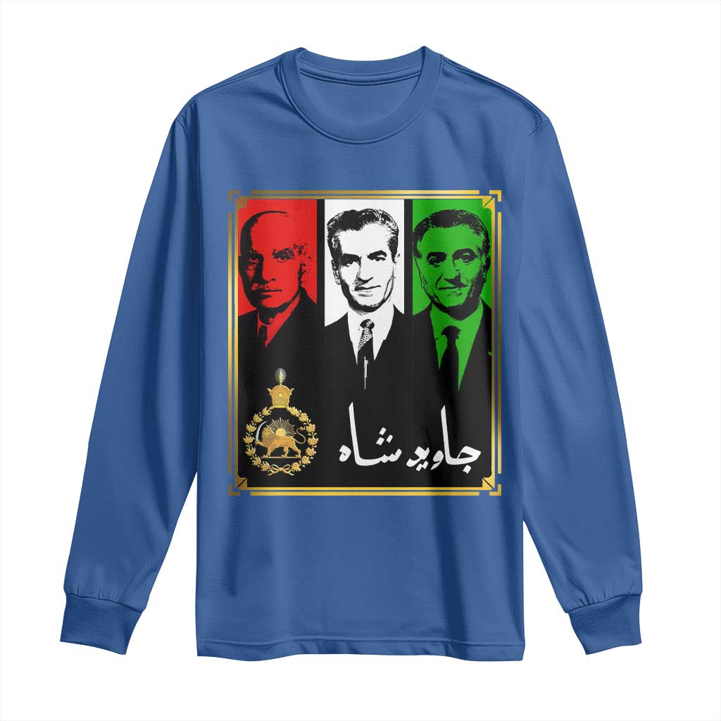 Pahlavi Kings of Iran Long Sleeve Shirt Javid Shah Long live the King TS11 Royal Blue Print Your Wear