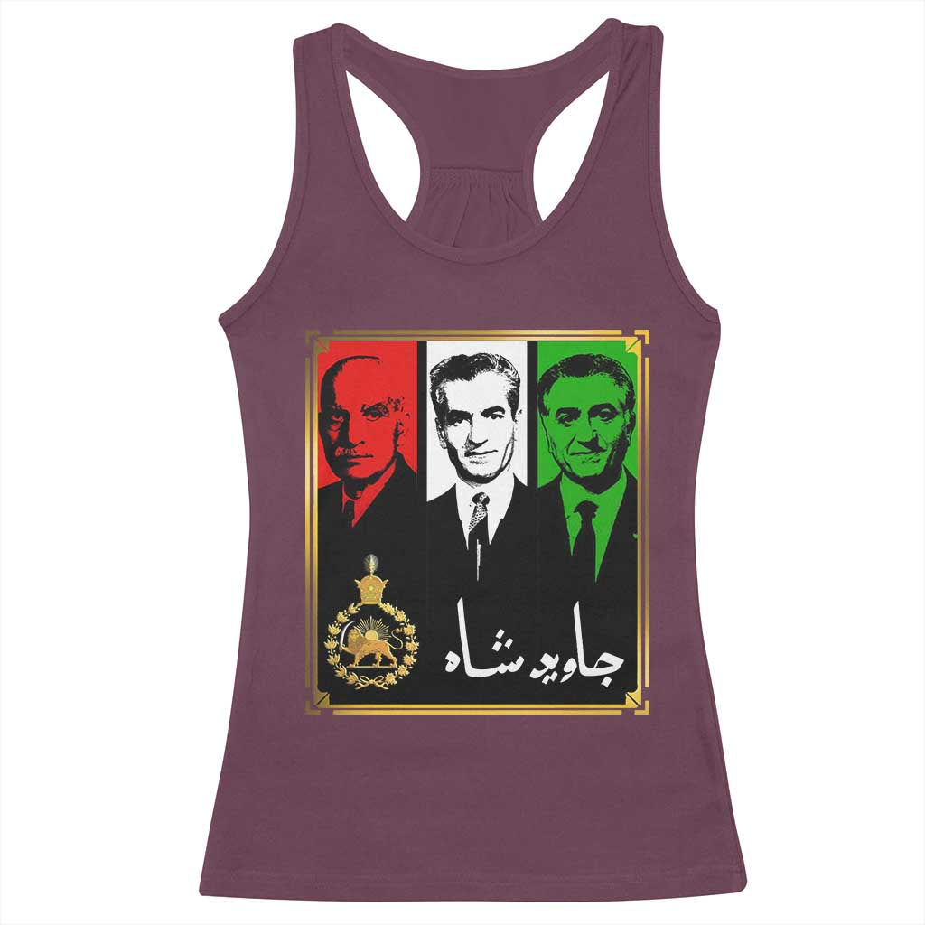 Pahlavi Kings of Iran Racerback Tank Top Javid Shah Long live the King TS11 Maroon Print Your Wear