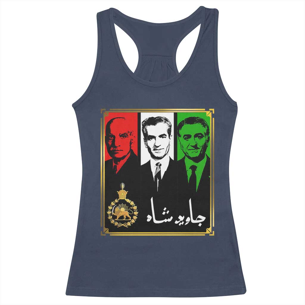 Pahlavi Kings of Iran Racerback Tank Top Javid Shah Long live the King TS11 Navy Print Your Wear