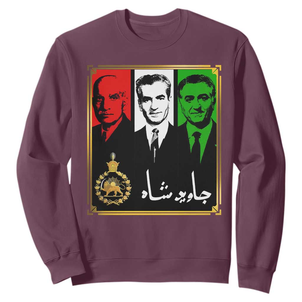 Pahlavi Kings of Iran Sweatshirt Javid Shah Long live the King TS11 Maroon Print Your Wear