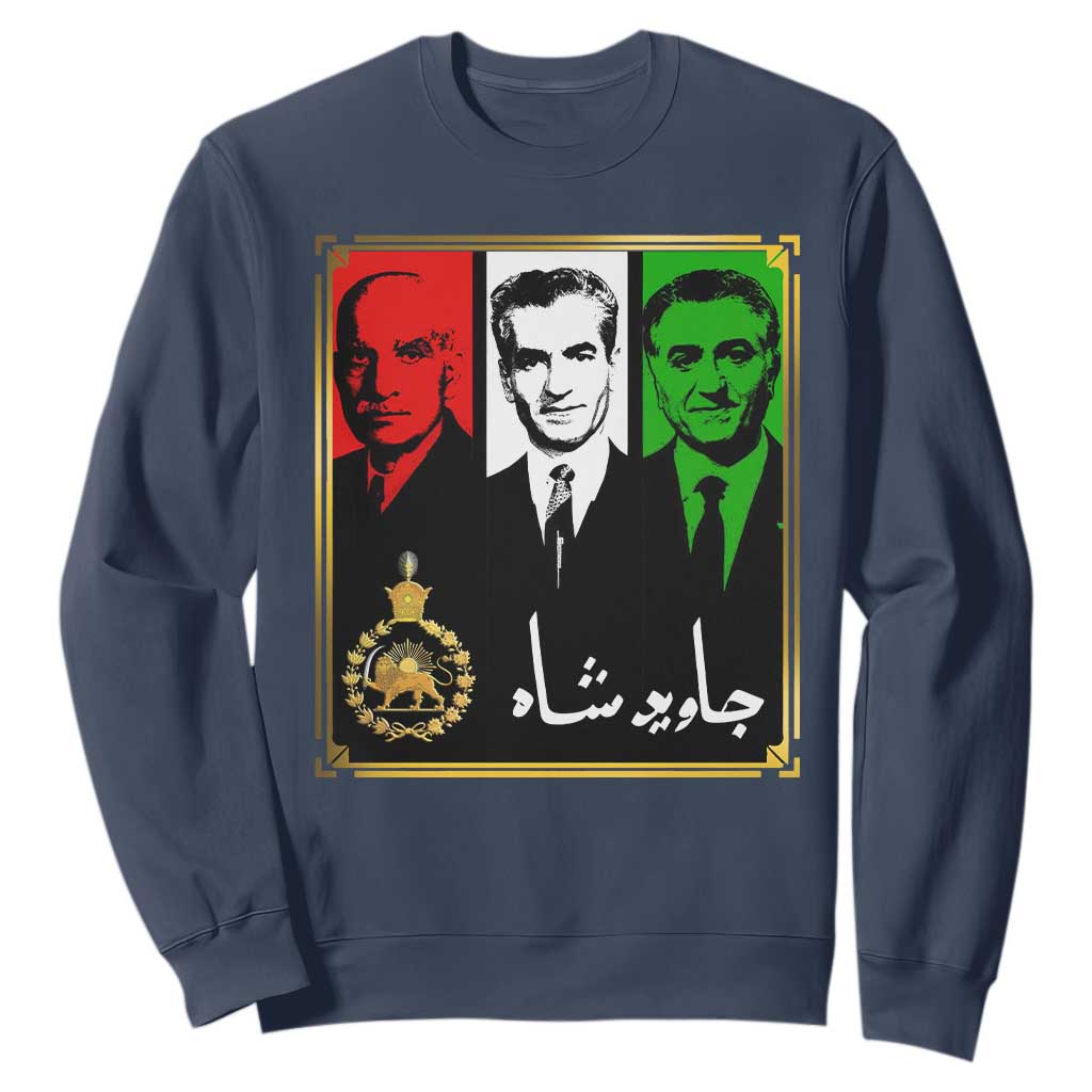 Pahlavi Kings of Iran Sweatshirt Javid Shah Long live the King TS11 Navy Print Your Wear