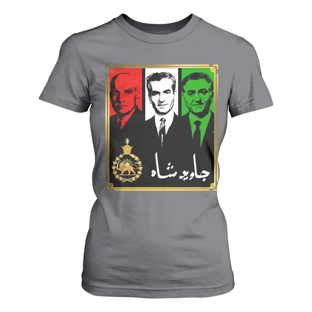 Pahlavi Kings of Iran T Shirt For Women Javid Shah Long live the King TS11 Charcoal Print Your Wear