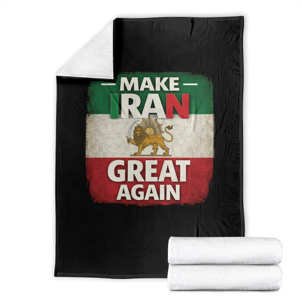 Make Iran Great Again Throw Blanket MIGA Vintage Persian Lion Flag TS11 Black Print Your Wear