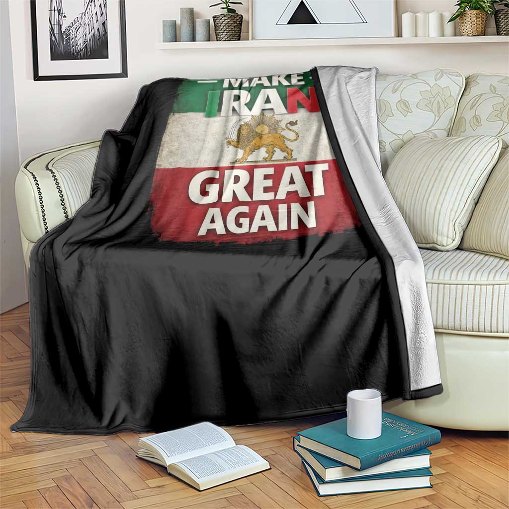 Make Iran Great Again Throw Blanket MIGA Vintage Persian Lion Flag TS11 Print Your Wear