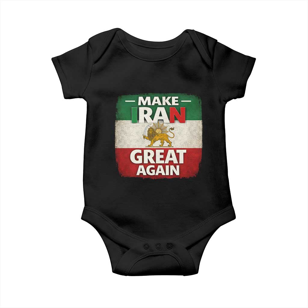 Make Iran Great Again Baby Onesie MIGA Vintage Persian Lion Flag TS11 Black Print Your Wear