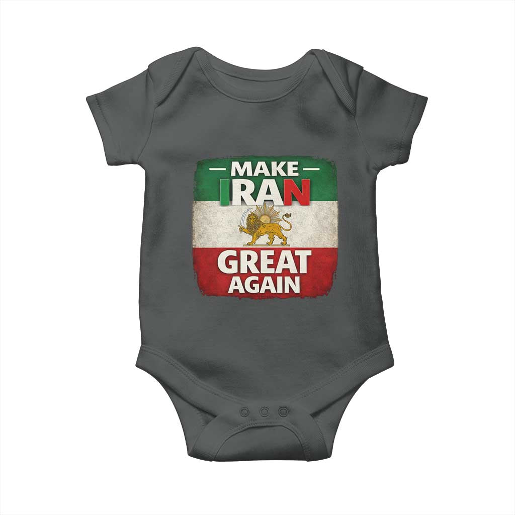 Make Iran Great Again Baby Onesie MIGA Vintage Persian Lion Flag TS11 Dark Heather Print Your Wear